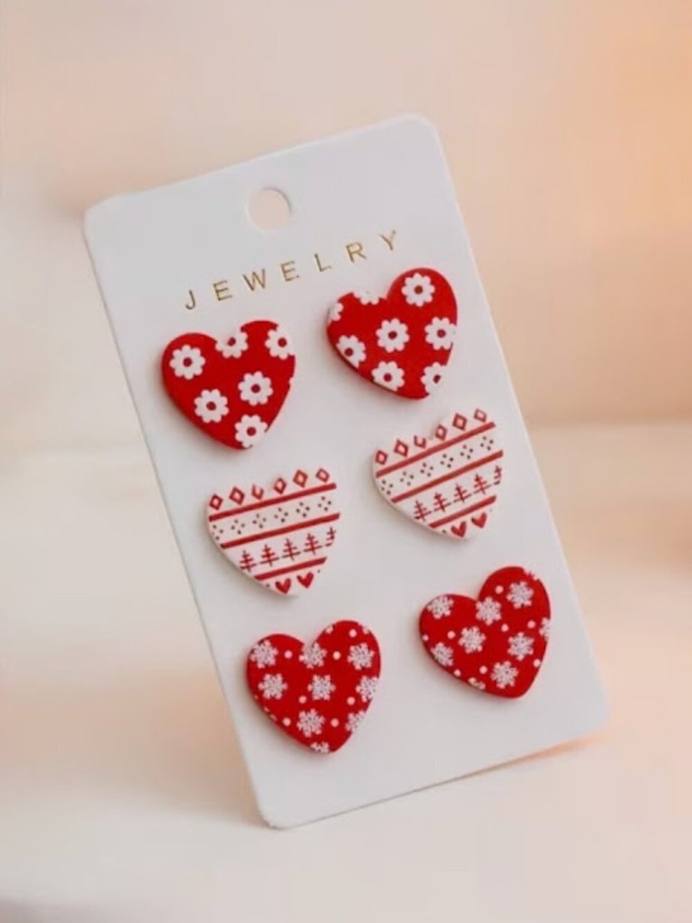 Heart Shaped Christmas Snowflake Earrings - 3 Piece Set